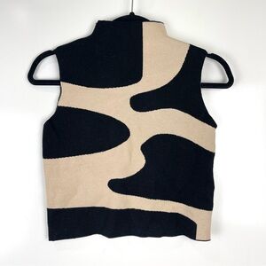 Cider Zebra Abstract Knit Crop Top Mock Neck Sleeveless Women M Y2K Streetwear